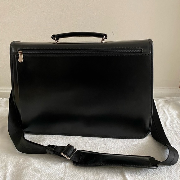Brooks Brothers Black Leather Single Gusset Classic Briefcase - Picture 3 of 5